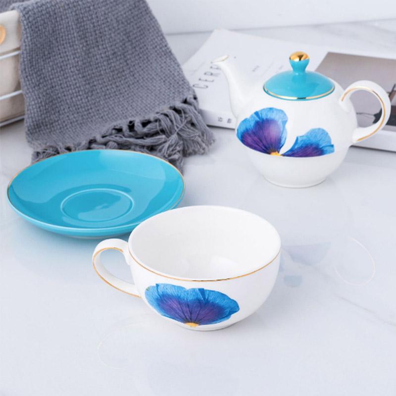 BORREY Keramická květinová čajová konvice Podšálek Kancelář Odpolední čaj Šálek na kávu Miska Rodina přátel Dárková sada čajových konvic Žlutý motýl