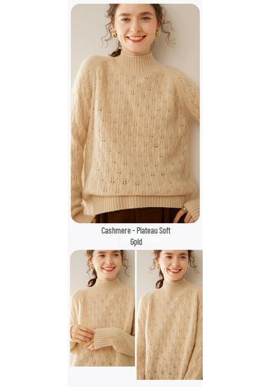 Women's Cloud-Like Cashmere Half-High Neck Sweater - Autumn/Winter Thick Loose Base Layer