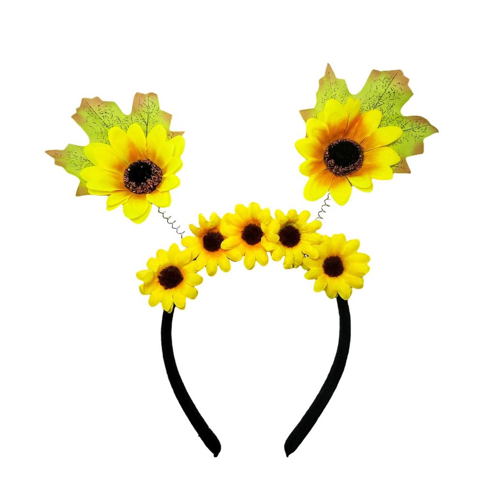 New Sunflower Simulation Flower Headband, Harvest Festival Sunflower Headband, Maple Leaf Daisy Headband with Spring