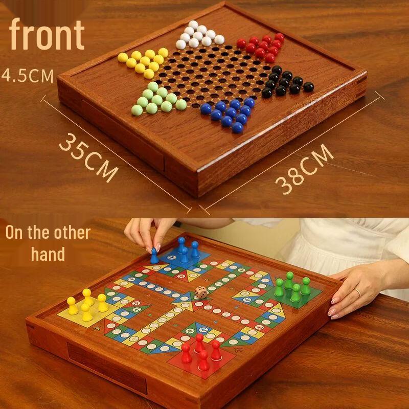 Wooden Chinese Checkers & Marbles Set