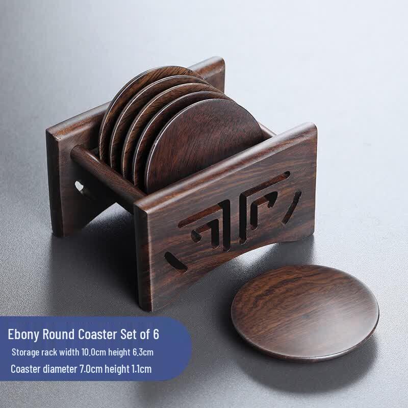 Star-Marked Solid Wood Tea Coaster