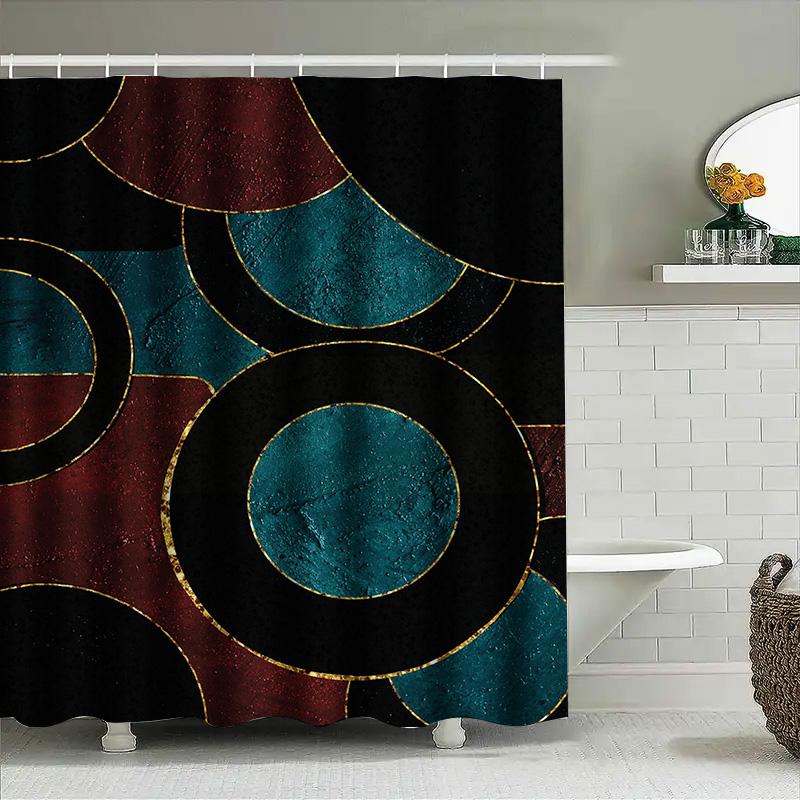 Luxury 3D Waterproof Bath Shower Curtain Fabric Decorative for Home Bathroom Decoration Waterproof Wall Covering Circle Pattern