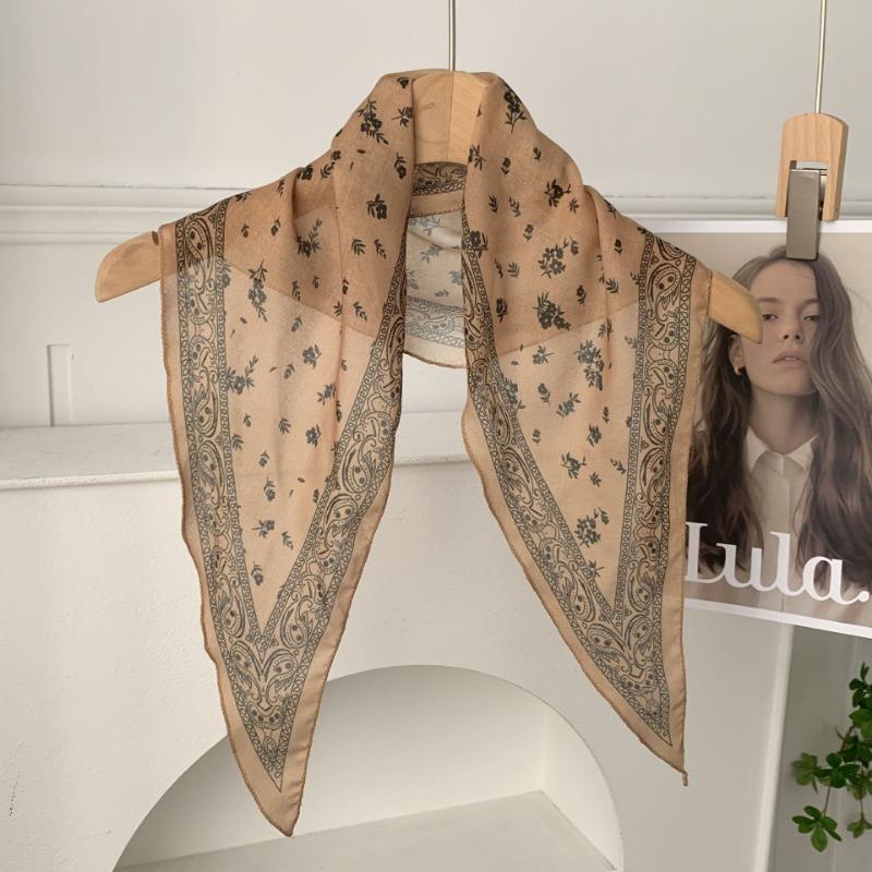 Cashew Flower Silk Scarf, Scarf, New Retro Headscarf, Headband, Jeans, Waist Accessories, Triangular Scarf, Waist Fart Curtain.