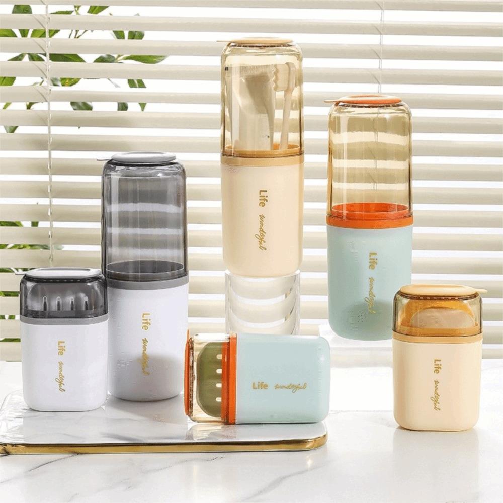 High Quality Portable Toothbrush Holder with Mouthwash Cup Lightweight Soap Box Toothbrush Storage Box Travel