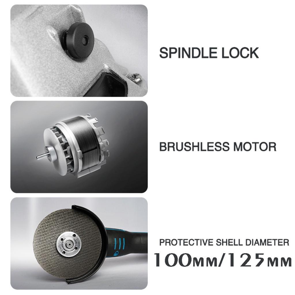 288VF 100mm/125mm Cordless Angle Grinder Polishing Wood Metal Stone Cutter Cut-Off Machine Brushless Angle Grinder