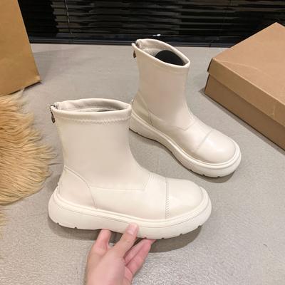 Martin Boots Winter Velvet Women's Short Tube 2025 New Spring and Autumn Single Boots Small Muffin Thick-soled Elastic Thin Boots