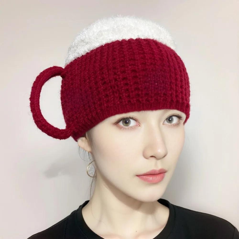 

3D Beer Cup Hats Unisex Hairline Beanies Versatile Pullover Cap Warm Ear Warmers Beer Lovers Valentine s Year Presents Women Men вино красного