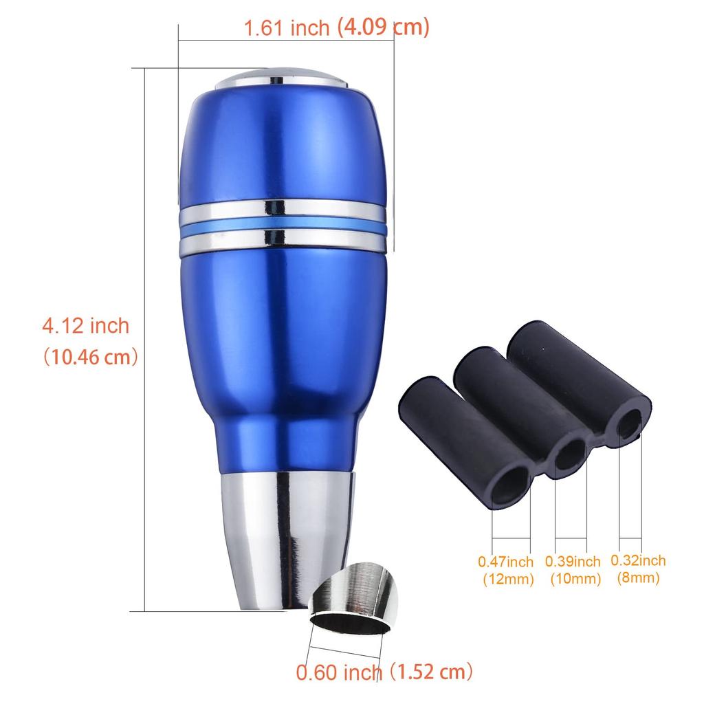 Arenbel Car Shift Automatic Press Aluminum Blue Knob, Gear, Shift, Alloy,