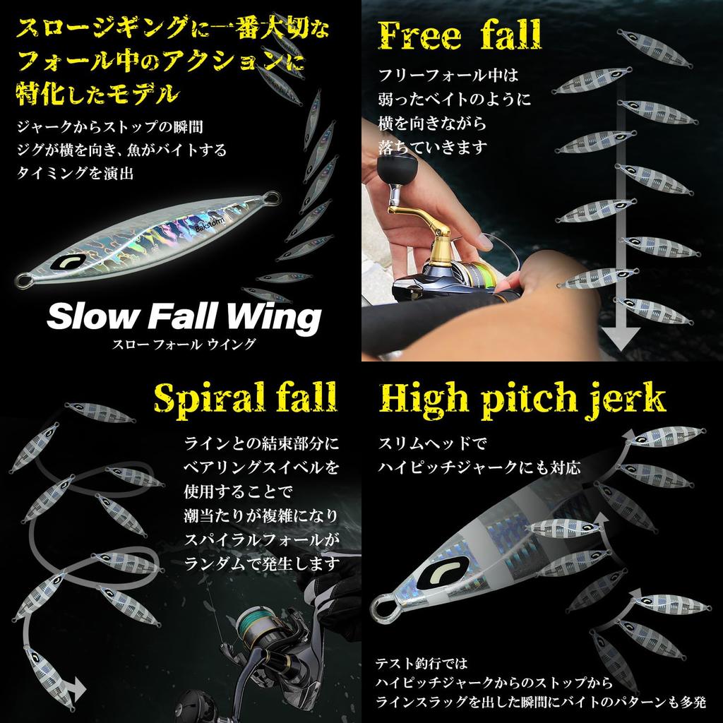 Slow Fall Wing 250g Full Glow Metal Jig Lure Slow Jigging Jig Jig Bluefish Yellowtail Hiramasa Tachiuo Amberjack Grouper Spanish mackerel Fishing gear