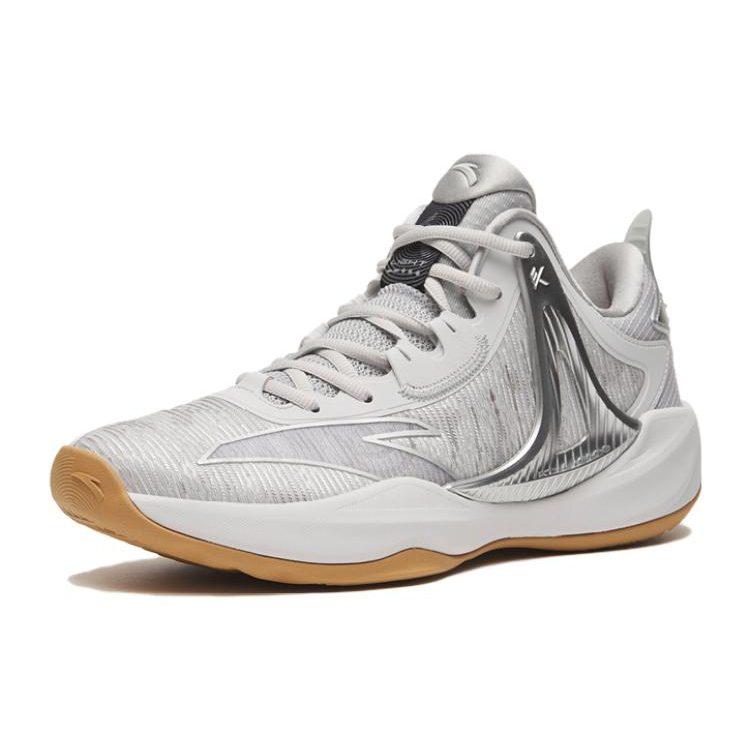 Anta Light Cavalry 8 Slip Resistant Abrasion Resistant Low top Basketball Shoes Men's White Silver 112321603-5