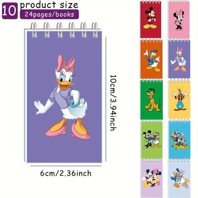 10 Stück Disney Mickey Minnie, Donald Duck Daisy und Gubby Mini-Spiralblock-Set Niedliches Cartoon-Design Schulanfangsgeschenk, Inklusive Notizbuch und Tagebuch