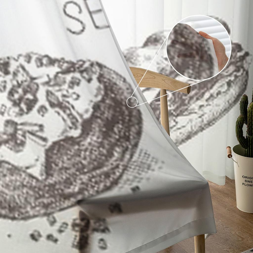 Food Sketch Set Tulle Curtains For Living Room Sheer Curtain Bedroom Veil Organza Decorative Window Treatments