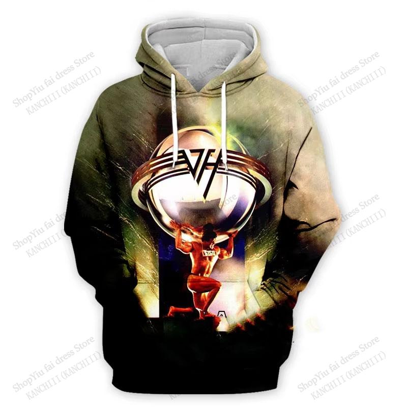 2025 New Rock Hoodie Sweatshirt Van Halen Band 3d Print Hoodie Men Women Fashion Hip Hop Oversized Sports Tracksuit Men Clothes