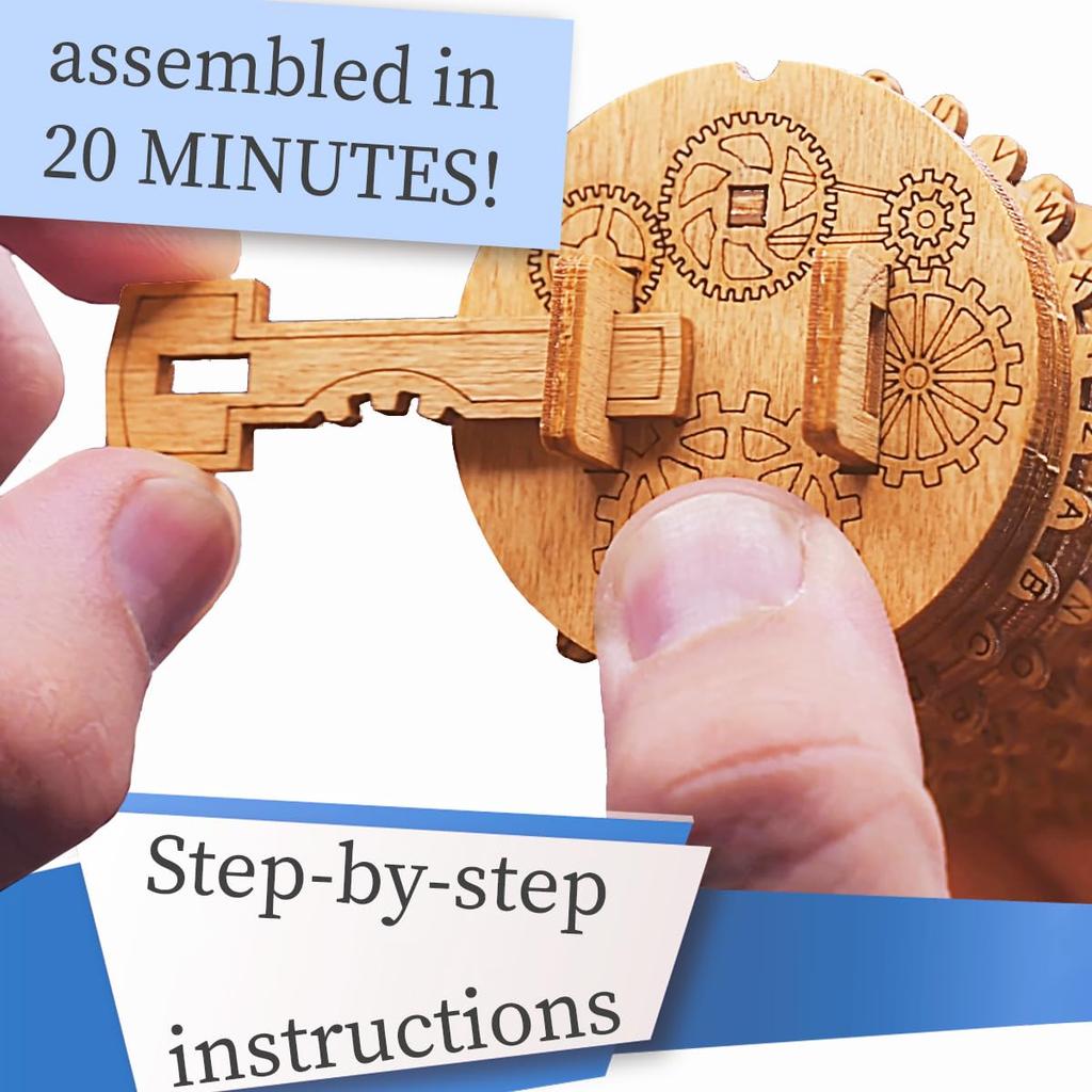 IDventure Kryptos - Holzbausatz - 3D-Puzzle - Cryptex Denkspiel - Puzzlespiel - Geduldsspiel - Logikspiel 3D-Holzpuzzle Geschenkbox