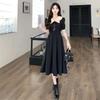 2026 summer double-layer naval collar academy style short-sleeved long dress children large size fat student age-reducing dress