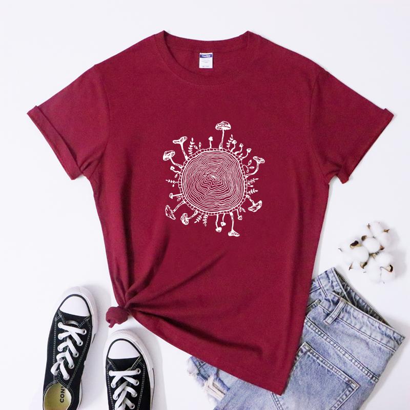 Magic Mushroom Tree Ring Tshirt Aesthetic Unisex Trippy Mushroom Cottagecore Tshirt Vintage Forestcore Cottage Core Top Tee Shir