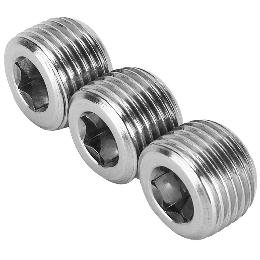 3pcs 12in NPT Pipe Plug Male Thread Fitting Internal Hex Thread Connector Car Accessories