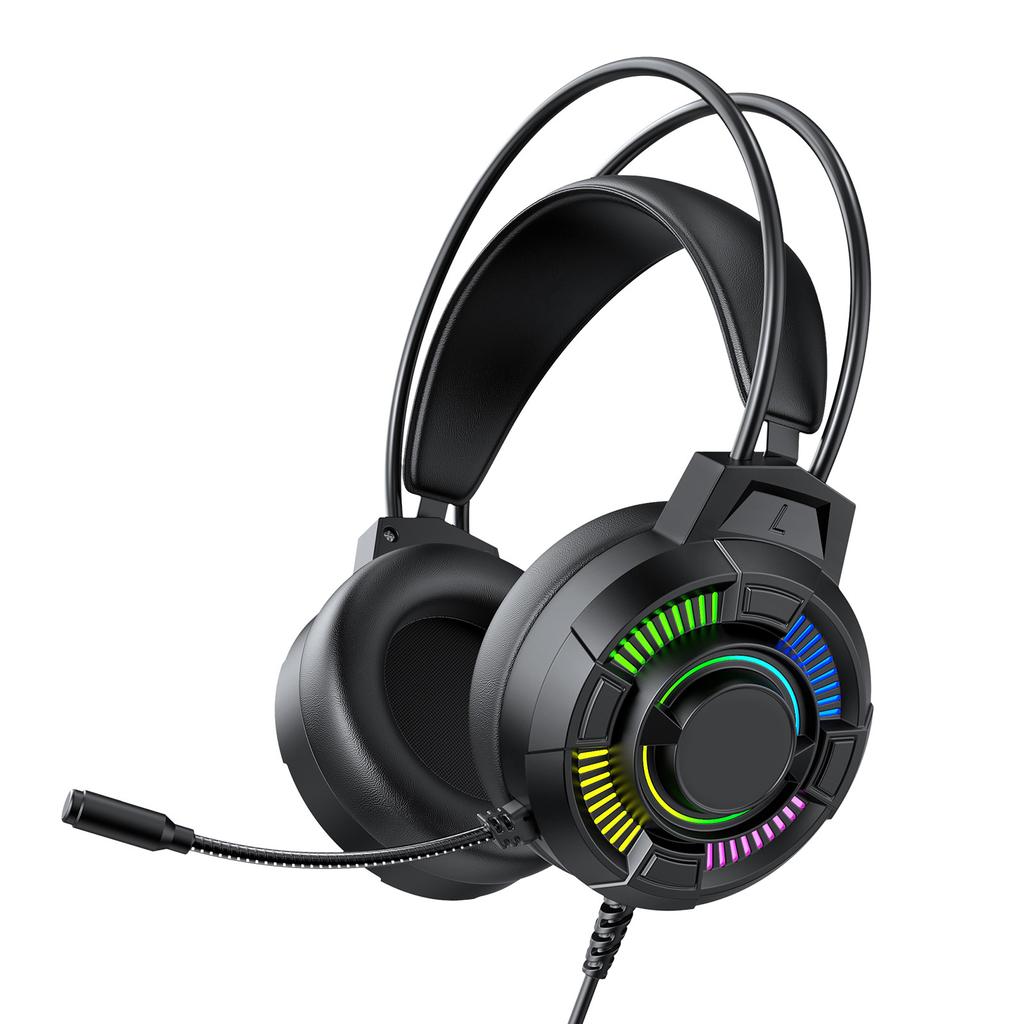 Gaming Headset with RGB Lights, 7.1 Surround Sound USB Wired Headphones, 50mm Drivers, Lightweight Design, Over Ear