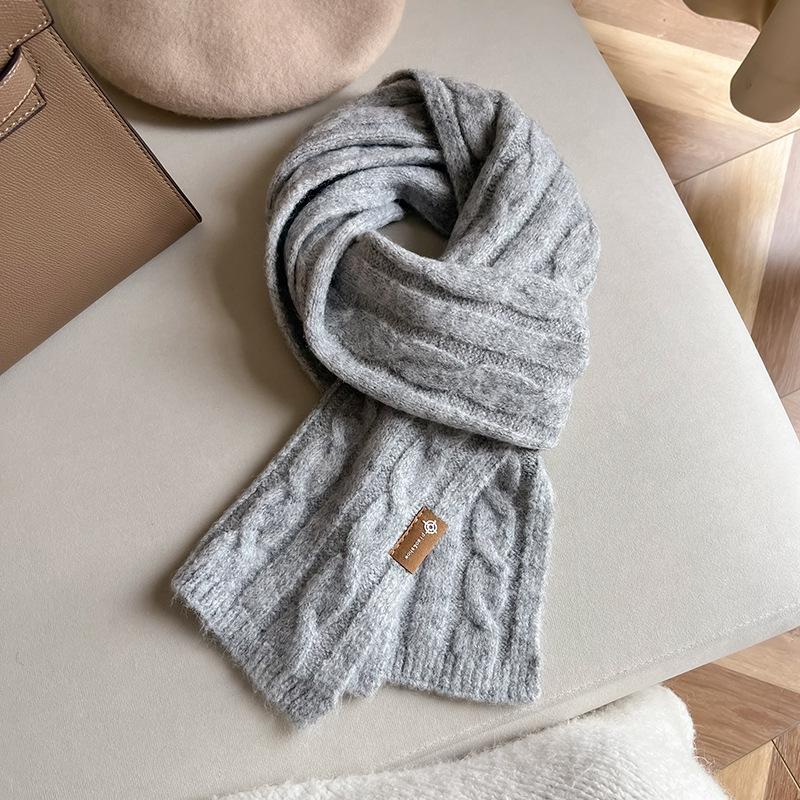 Korean Winter Fashion Versatile Solid Color Wool Blended Women's Scarf Warm High Quality Scarf Birthday Gift