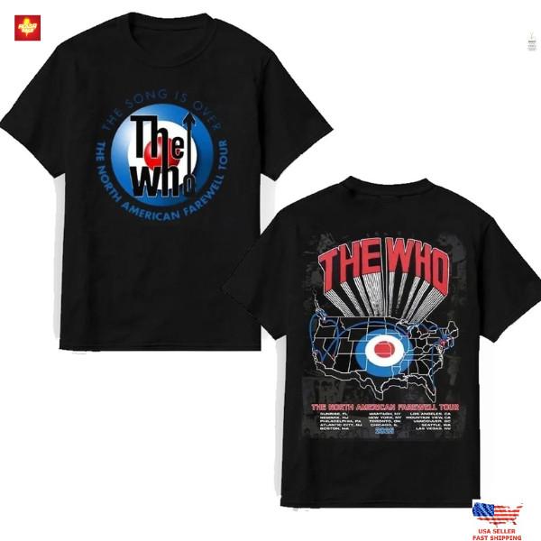 New Apparel The Who The Song Is Over Tour 2025 Map Showing Farewell T-Shirt Unisex T-Shirt XXXXL