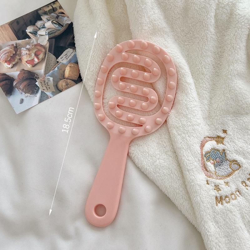 

Мягкая силиконовая расческа для шампуня, массажная щетка для чистки кожи головы, длинная ручка, полая расческа для волос, расческа двойного назначения розовый