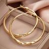 Gold Plated Twisted Hoop Earrings, Large Lightweight Twist Design Gold Hoops for Women