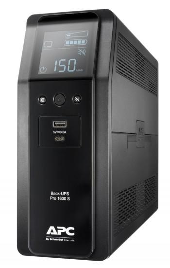BR1600SI UPS Back ProBR1600VA/960W 6xC13, AVR,LCD, Ładowarka USB A/C Czysta Sinusoida Przy Pracy Bateryjnej