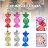 6Pcs Electroplating Plastic Candy Christmas Decoration Flat Candy Shape Xmas Hanging Ornament