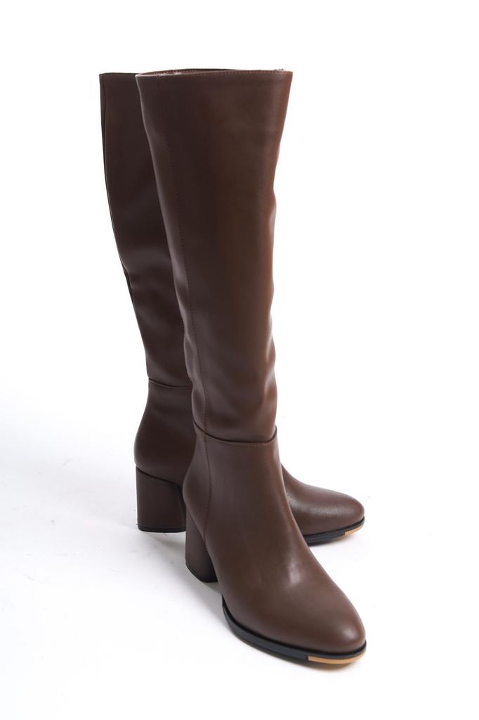 Women Modern Stylish Fashion Boots Boots Faux Leather Oval Toe Side Zipper High Heel Boots