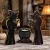 Retro Dark Style Table Decor 3Pcs Halloween Witch Cauldron Lantern Potion Bottle Decorations Rustic Wooden Gothic Home for Windows Tabletop