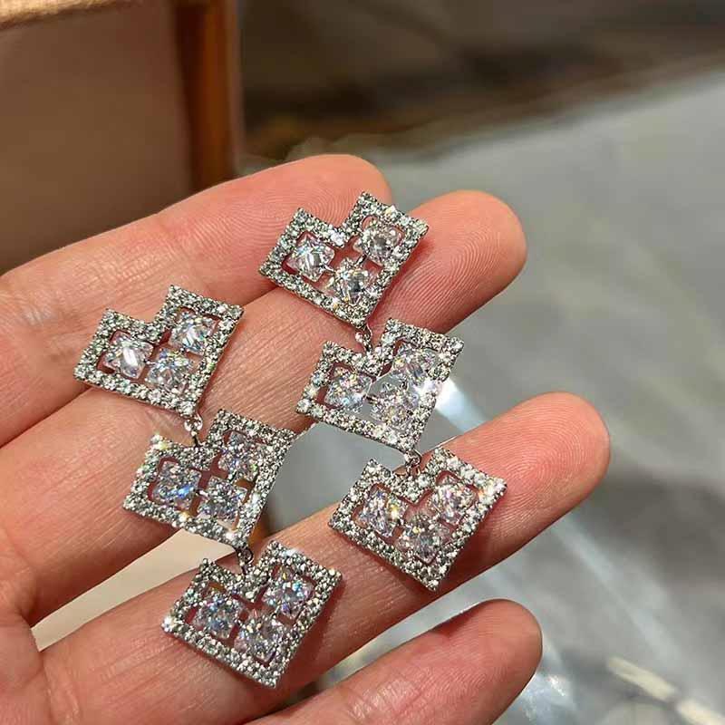 Luxury Zirconia Diamond Heart Earrings: Trendy, Versatile, Niche Design