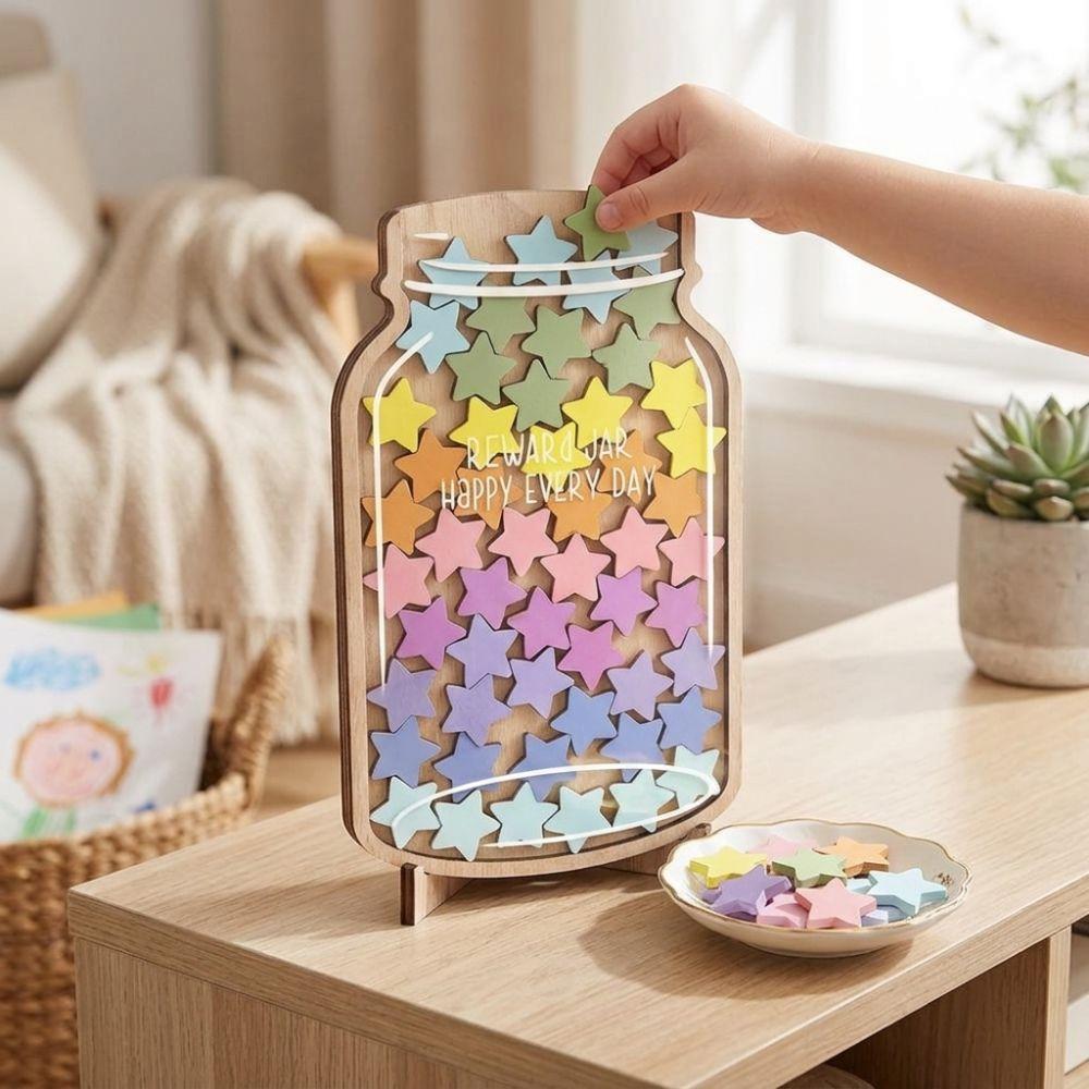 Interactive Kids Learning Incentive Star Jar Flower Reward Jar Board  For Students and Teachers