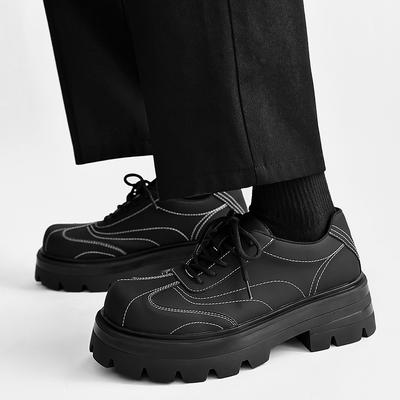 High Quality Men Streetwear Business Casual Thick Platform Leather Wedding Loafers Shoes Harajuku Korean Shoes