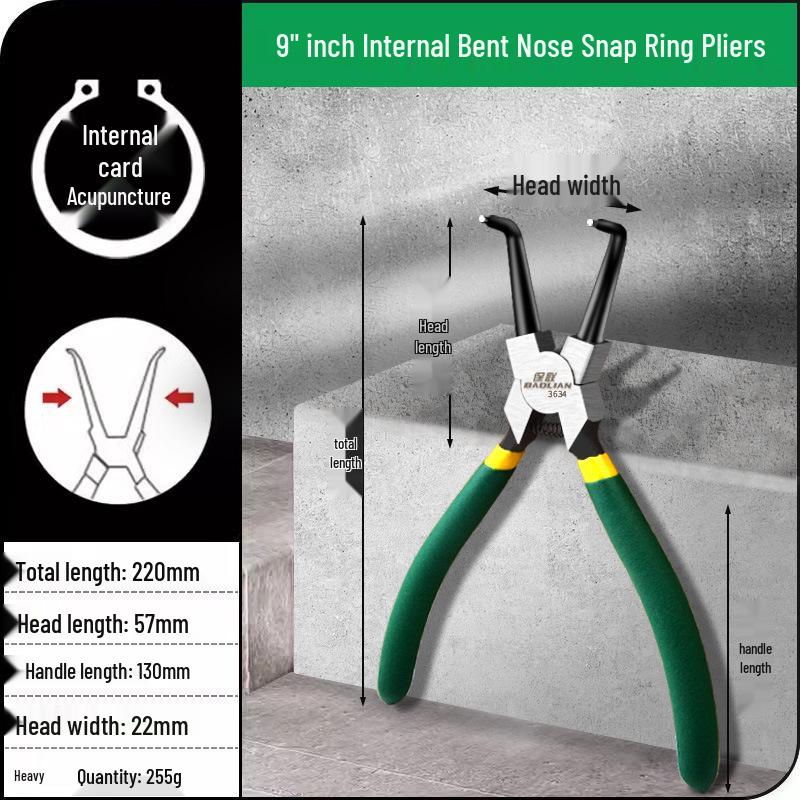 Multifunctional Yellow Retaining Ring Pliers Set: Internal & External Circlip and Spring Pliers