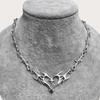 Hip Hop Personality Sliver Color Hollowed-out Flame Totem Heart-shaped Cross Thorny Chain Collar Necklace for Women Men Jewelry