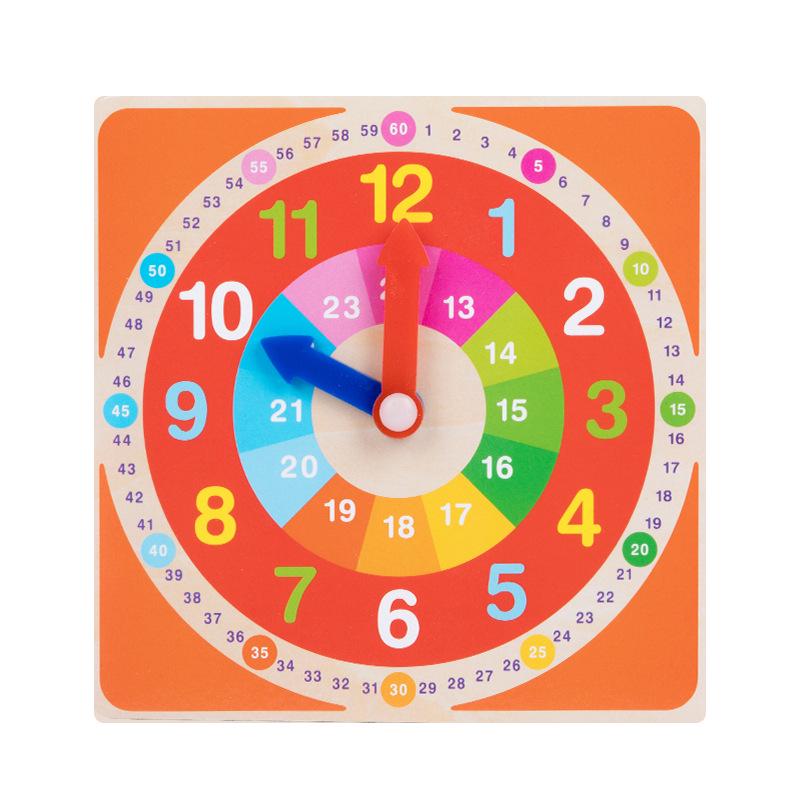 Wooden Multi-color Educational Clock for Children – Teaching Aid & Brain-Teasing Toy
