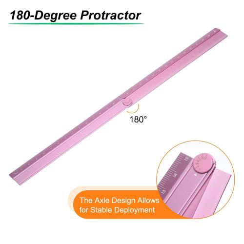 uxcell 30cm Folding Straight Ruler, Metric Aluminum Alloy Protractor, Foldable Angle Ruler, Geometry Measuring Tool for Architects, Artists, and Offic