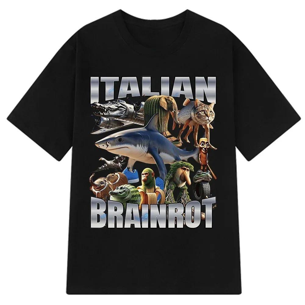 Bombardiro Crocodilo Italian Brainrot Meme T-Shirt Men's Women's Short Sleeve Cotton Tees Funny Graphic Y2k T-shirt Summer Tops