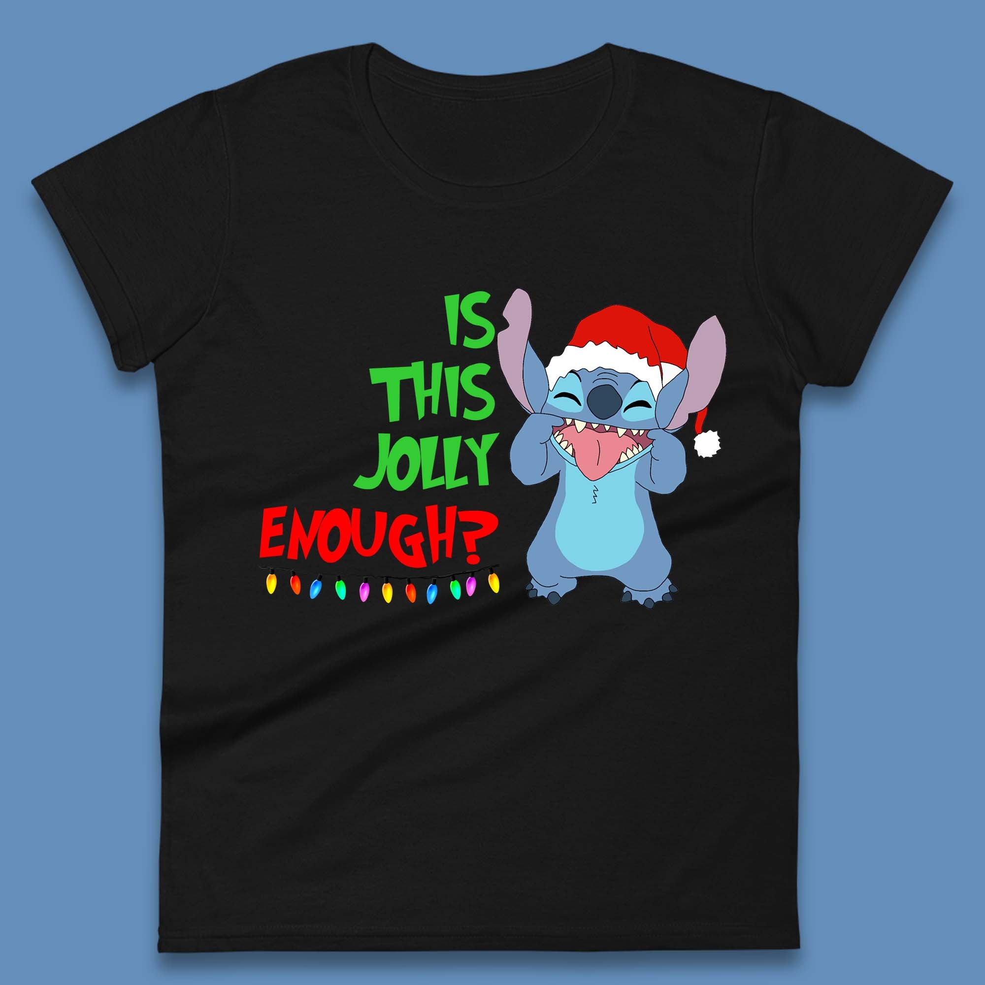 Jolly Enough Stitch Christmas Womens T-Shirt Mens Tops Tees Unisex 4XL