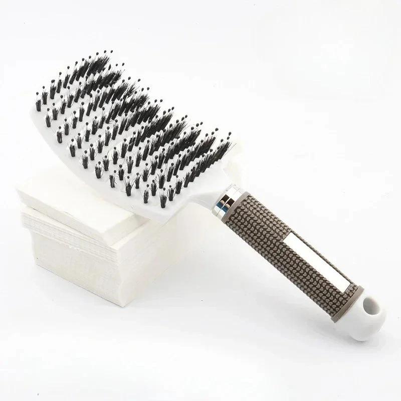 Women Magical Brush Detangler Detangling Boar Bristle Hair Brush Arched Design