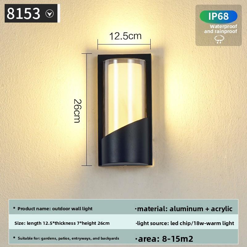 Modern Waterproof LED Wall Lamp with Aluminum Source IP65 Rating for Outdoor Corridor Balcony Villa Garden Wall-Mounted Lighting
