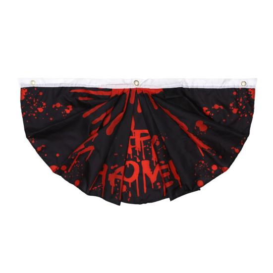Halloween Flag Fan Shaped Room Flag Creative Printed Outdoor Banner Easy to Install Festive Atmosphere Decoration Hanging Flag