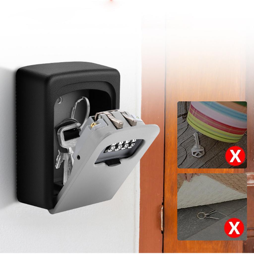 4 Digit Security Key Lock Box Wall Mount Portable Large Capacity Key Storage for Home Office