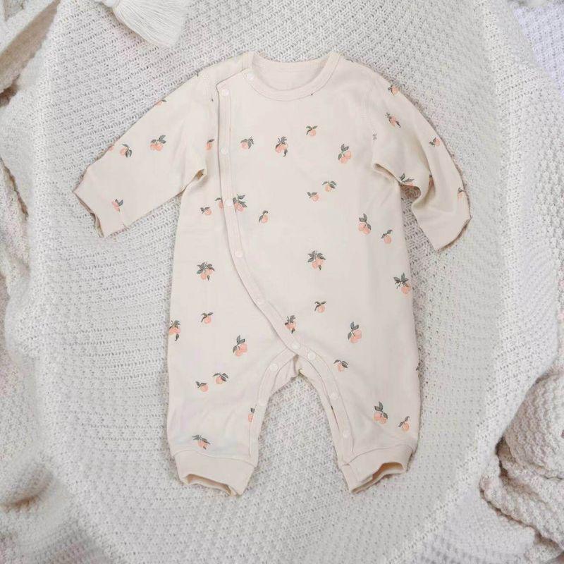 Newborn Girl Romper, Cute and Adorable Seamless One-Piece Crawling Suit, New Side-Opening Baby Clothes, Soft Baby Crawling Suit