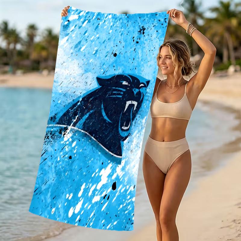 Beach Towel with Carolina Panthers Pattern - Soft,absorbent,machine Washable Lightweight&Modern,swimming,Travel Essentials