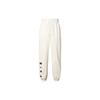 Leg Opening Letter Lace Up Elastic Cuff Loose Fit Fleece Lined Casual Knitted Sweatpants Women's White FV4013-133