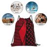 Palestine Flag Drawstring Backpack Kufiya Hatta Lightweight Foldable Sport Gym Sackpack Women Men Portable Sacks for Training