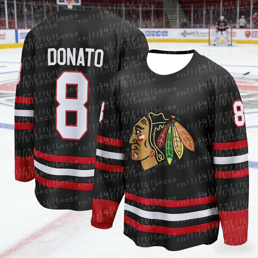 Chicago Ice Hockey Jersey Blackhawks Black Long Sleeve Sports Sportswear Team Uniform for Hockey Fans Day &Gift FamilyMatching