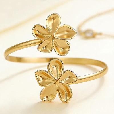 Eleganter verstellbarer Metall-Blumen-Armring - Stilvolles europäisches & amerikanisches Design