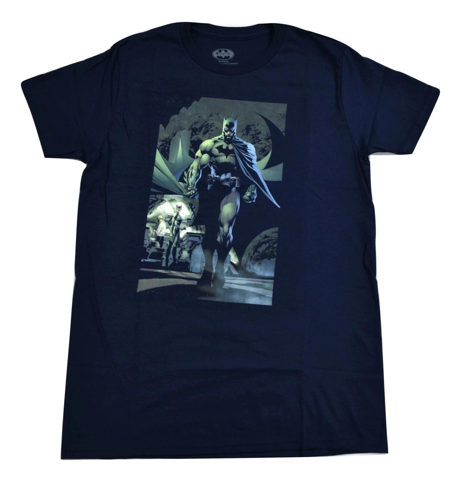 Batman Mens Dark Knight & Catwoman Hush Batcave Navy Blue Shirt New Small 4XL